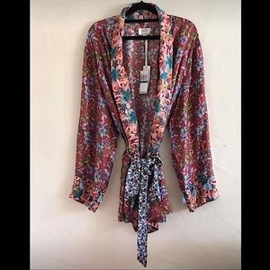 JADE Johnny Was Mixed Penny Kimono Robe Duster XL